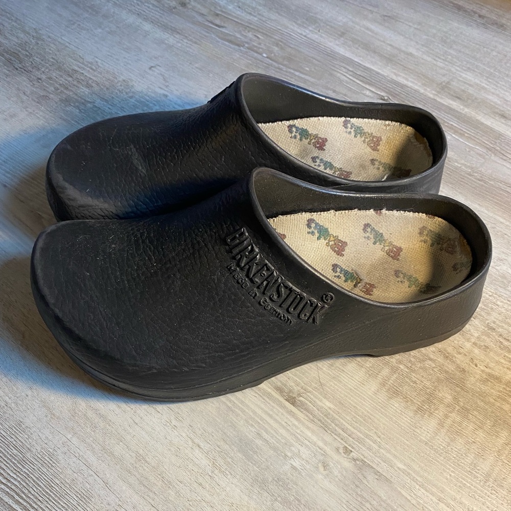 Birkenstocks Black Rubber Clogs with Removable Cork Insole size 38 - Picture 2 of 3